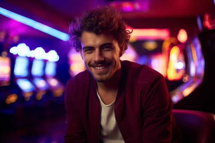 Antarmuka permainan Texas Poker komodo 69 menunjukkan chip dan kartu komunitas